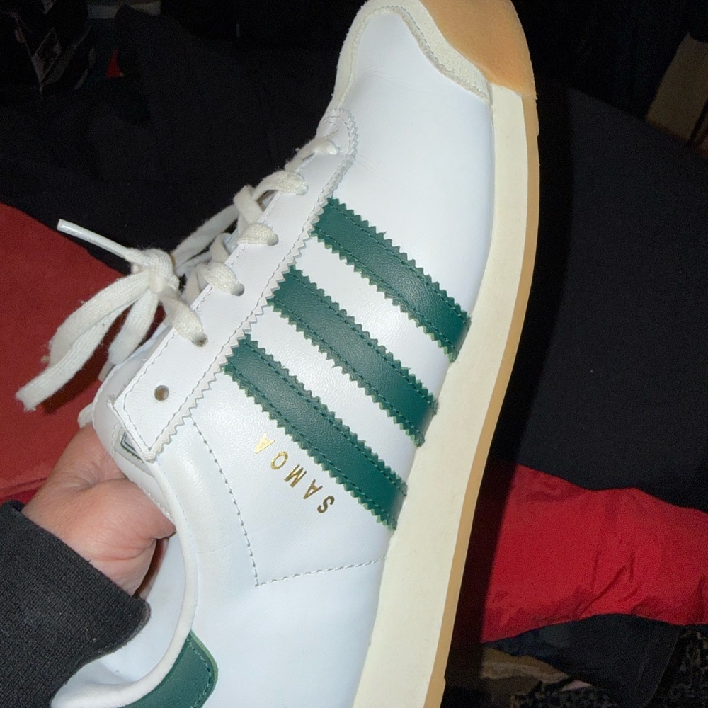 Adidas  Samoa Men's White and Dark Green Samba Shoes
